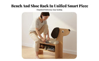 Multi-Functional Design Dog-Shaped Changing Stool Padded Seat Cushisingled Shoe Storage Bench Soft Cushion Household Furniture High Load Capacity for Pet Lovers, Apartment Dwellers, Entryway, Hallway, Mudroom, Living Room