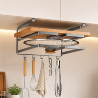 Kitchen Rack Under-Cabinet Storage Rack Gunmetal Gray Tool-Free Under-Hanging Cabinet Stainless Steel