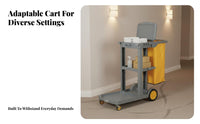 Large Capacity Multi-Purpose Cleaning Trolley Heavy Duty Housekeeping Cart Long-Lasting Commercial Cleaning Trolley Multiple Storage Shelves for Janitors, Property Management Personnel, Airports, Offices, Office Buildings