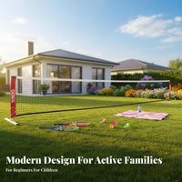 Indoor Outdoor Use Portable Tennis Net Quick Setup Foldable Badminton Net Quick Assembly Up Sturdy Design for Children, Beginners, Backyard, Driveway