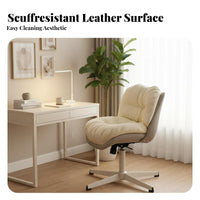 Height Adjustable Upholstered Caster Chair 360-Degree rotate Upholstered Rolling Chair Minimalist Design Office Furniture Comfortable Seating for Students, Teens, Adults, Study Room, Bedroom