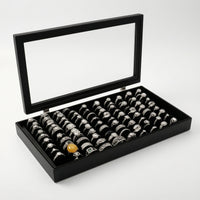 Multi-Slot Band Holder Box with Clear Lid Dust-Proof Band Holder Organizer Box Slim-Profile Jewelry Tray with Clear Lid High-Capacity for Dresser, Countertop