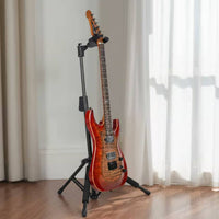 Padded Protection Gravity Lock Guitar Stand Height Adjustable Vertical Floor Guitar Holder Foldable Design Universal Instrument Stand for Stage Performance