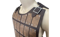 Leather Chest Piece with Buckles Barbarian Cosplay Chestplate Retro Half Chest Piece for Larpers