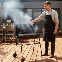 Outdoor Charcoal Grill with Side Shelves Wheeled Charcoal Grill with Side Shelf Portable Long-Lasting for Families