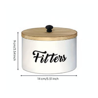 Farmhouse Aesthetic Coffee Filter Storage Box with Lid Coffee Filter Holder Multipurpose Tea Bag Container Countertop Organizer for Cafeteria