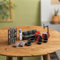 12 Pieces Miniature Repair Shop Set Realistic 1:64 Scale Garage Set Display Scene Props for Hobbyists, Photo Scenes