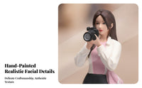 Detailed Female Photographer Figurine Handmade Standing Decorative Woman with Camera Figurine Miniature Woman Statue
