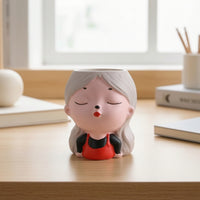 Figurine Pen Holder Cute Girl Pen Holder Stationery Container Decorative Stationery Holder Playful for Students, Study Room