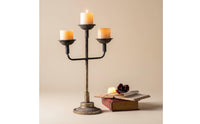 Iron Candelabra Antique Finish Rustic Candle Candelabra Stable Base Home Decor for Tabletop