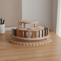 Corner Display Shelf Sturdy Construction 3-Tier Wooden Display Stand Large Capacity Fan-Shaped Organizer Rack for Vanity, Dresser