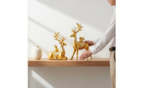 2 Pieces Light Luxury Design Aesthetic Resin Deer Statue Set Auspicious Gift Resin Deer Sculpture Set Luxurious Design for Entrance Hall