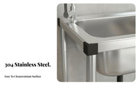 Rust-Proof Stainless Steel Sink with Stand Easy to Clean Freestanding Utility Sink Multifunctional Outdoor Wash Station Scratch-Resistant for Homeowners, Restaurant Personnel, Balcony, Backyard, Garden, Basement