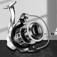 6000 Series Reel Silver and Black Metal Rotating Fishing Reel Compact
