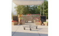 Heavy Duty Galvanized Supermarket Trolley 4 Wheels Warehouse Trolley Rust Resistant Storage for Retailers