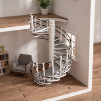 Rotating Dollhouse Staircase with Handrail Architectural Spiral Staircase Compact Model Round for Hobbyists