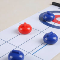 Tabletop Curling Set with Roll-up Mat Lightweight Tabletop Curling Game Foldable