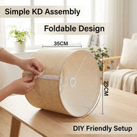 Living Room Lamp Shade with Foldable Design for Easy Storage, Lampshade for Table in Linen Material, Universal Fitting for Bedroom Lighting