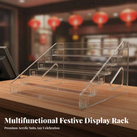 Acrylic Card Display Rack Tiered Design Multi-Tier Display Rack Space-Saving Clear Greeting Card Holder for Collectors, Desktop, Retail Stores, Office