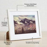 Solid Wood Picture Frame, European Classical Wood Grain Finish Photo Holder Desk Display, Wall Mounting