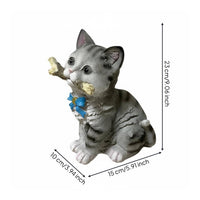 Feline Garden Statue Cartoon Resin Cat Ornament Hand-Painted Look Home Decor for Patio