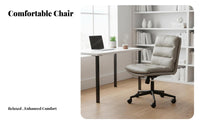 Height Adjustable Upholstered rotating Chair Ergonomic Design Upholstered wheeled Chair Support Computer Seat Minimalist design for Home Workers, Students, Study Room, Dormitory, Bedroom, Small Spaces
