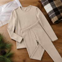 Girls' Thermal Underwear Set for Teens, De Velvet Lined Thickened Autumn/Winter