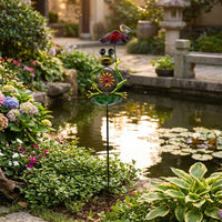 Frog Garden Stake Whimsical Yard Art Weather-Resistant Lawn Ornament for Gardeners, Homeowners, Patios