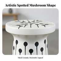 Chinese design spotted Mushroom Seat Multi-Functional Ceramic Stool Glazed Finish Plant Stand for Guesthouse Owners, Interior Designers, Homeowners, Living Room, Bedroom, Balcony, Entryway