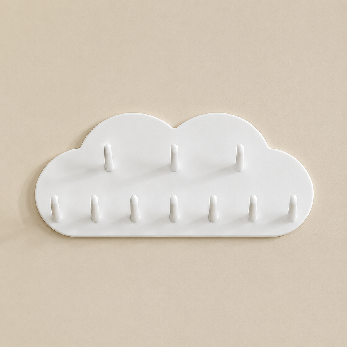 Cloud Wall Hanger, White Double Hook for Bathroom, 7.5x14.5x1.5 cm, Supports 3 kg