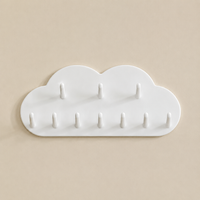 Cloud Wall Hanger, White Double Hook for Bathroom, 7.5x14.5x1.5 cm, Supports 3 kg