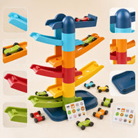 Kids Glide Track Car Toy Set with Parking Lot, Educational Toy for Boys and Girls