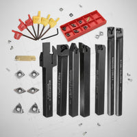 7 Pieces Black Coated Turning Tool Holder Set Wear Resistant Indexable Turning Tool High Hardness Carbide Insert Holder Long-Lasting for Machinists, Professionals, Workshop