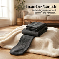Fleece Lined Tights for Women with Ribbed Texture Design, Thermal Leggings for Winter Wear and Cold Weather