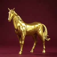 Brass Horse Figurine Gold-Toned Home Decor Craft Piece for Office Display