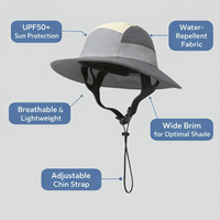 Waterproof Hat for Women and Bucket Rain for Fishing Beach, Wide Brim Summer for Outdoor Activities, Unisex Gray Beige