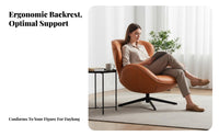 Nordic Design Upholstered rotating Armchair Modern aesthetic Single Sofa Ergonomic spine supportrest Lounge Chair Plush paddinging for Adults, Homeowners, Readers, Bedroom, perusing alcove, Home Office