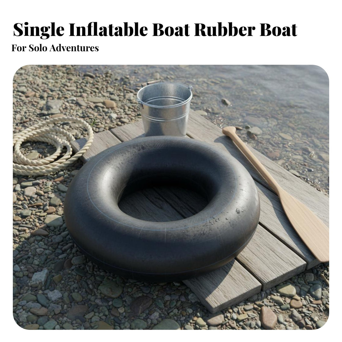 Inflatable Fishing Boat Thickened Material Round Tire Boat Single Person Fishing Raft Sturdy-Duty Buoyant Tube Portable