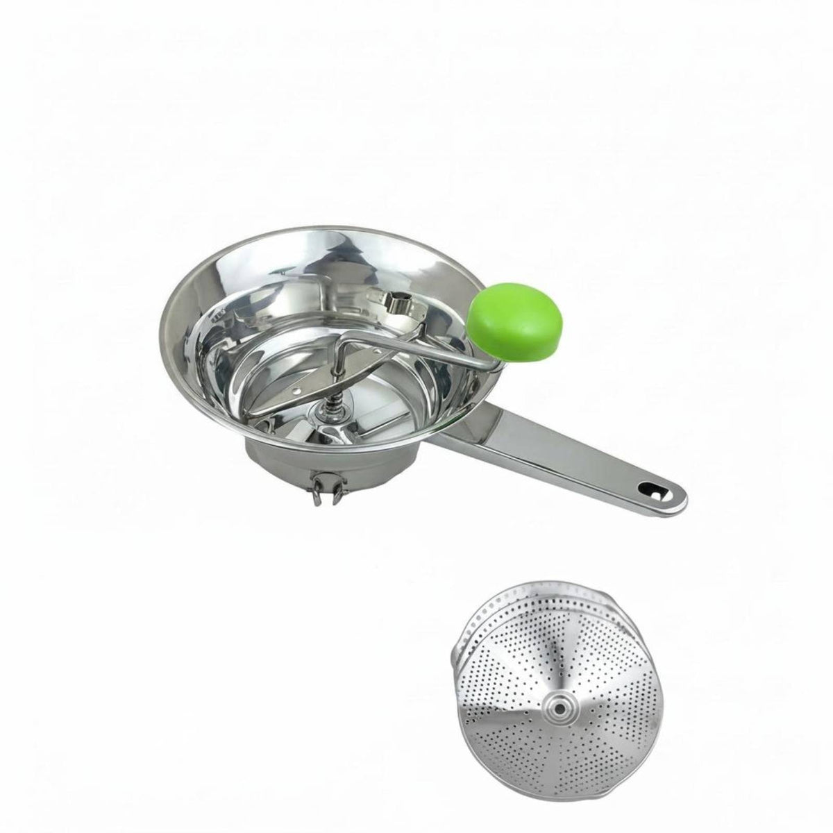 Stainless Steel Food Grinder Polished Metal Hand-Operated Grinder Compact