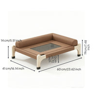 Breathable Elevated Pet Bed Low-Rise Pet Cot with Wooden Frame Indoor Raised Dog Bed Modern for Small Dogs, Cats, Young Dogs, Living Room, Bedroom, Balcony