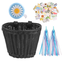 Storage Kids Bike Basket Set Colorful Wicker Bike Basket Long-Lasting Large Capacity