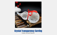 Crystal Gourd Ornament with Wooden Base, Feng Shui Decor for Wealth, Living Room, Entryway, Bedroom, Home, Shop, Office