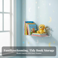 Clear Levitateing Shelf Space Saving Clear Book Ledge Safe Rounded Edges