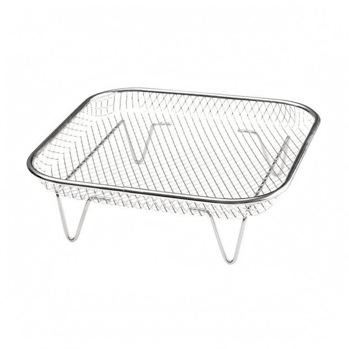 Silver Metal Finish Air Fryer Basket Even Cooking Air Fryer Rack Dishwasher Safe Mesh Rack Stackable
