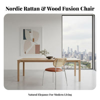 Ergonomic Backrest Rattan Back Dining Chair Sturdy and Long-Lasting Mid-Century Modern-Century Modern Dining Chair Versatile Design for Restaurant Owners, Interior Designers, Homeowners, Cafe, Living Room