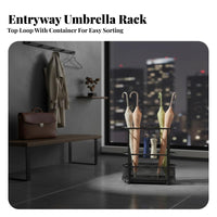 Freestanding Umbrella Rack Removable Water Tray Metal Umbrella Stand Holds Long & Short Parasols Large Capacity for Home, Lobby