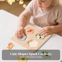 Fine Manual Skills Development Wooden Shape Peg Game Large Easy-Grip Pegs Wooden Creature Peg Game Natural Wood for Preschoolers, Preschool