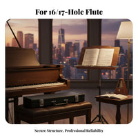 Flute Case Faux Leather Finish 16/17 Hole Flute Carrying Case Musical Instrument Accessory Portable Padded Interior for Students