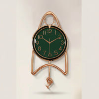 Rose-Gold Wall Clock with Arched Frame Decorative Pendant Wall Clock Analog Modern for Living Room, Entryway