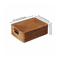 Vintage Design Rattan Storage Basket Nordic Design Wicker Basket with Handles for Bathroom, Bookshelf, Closet
